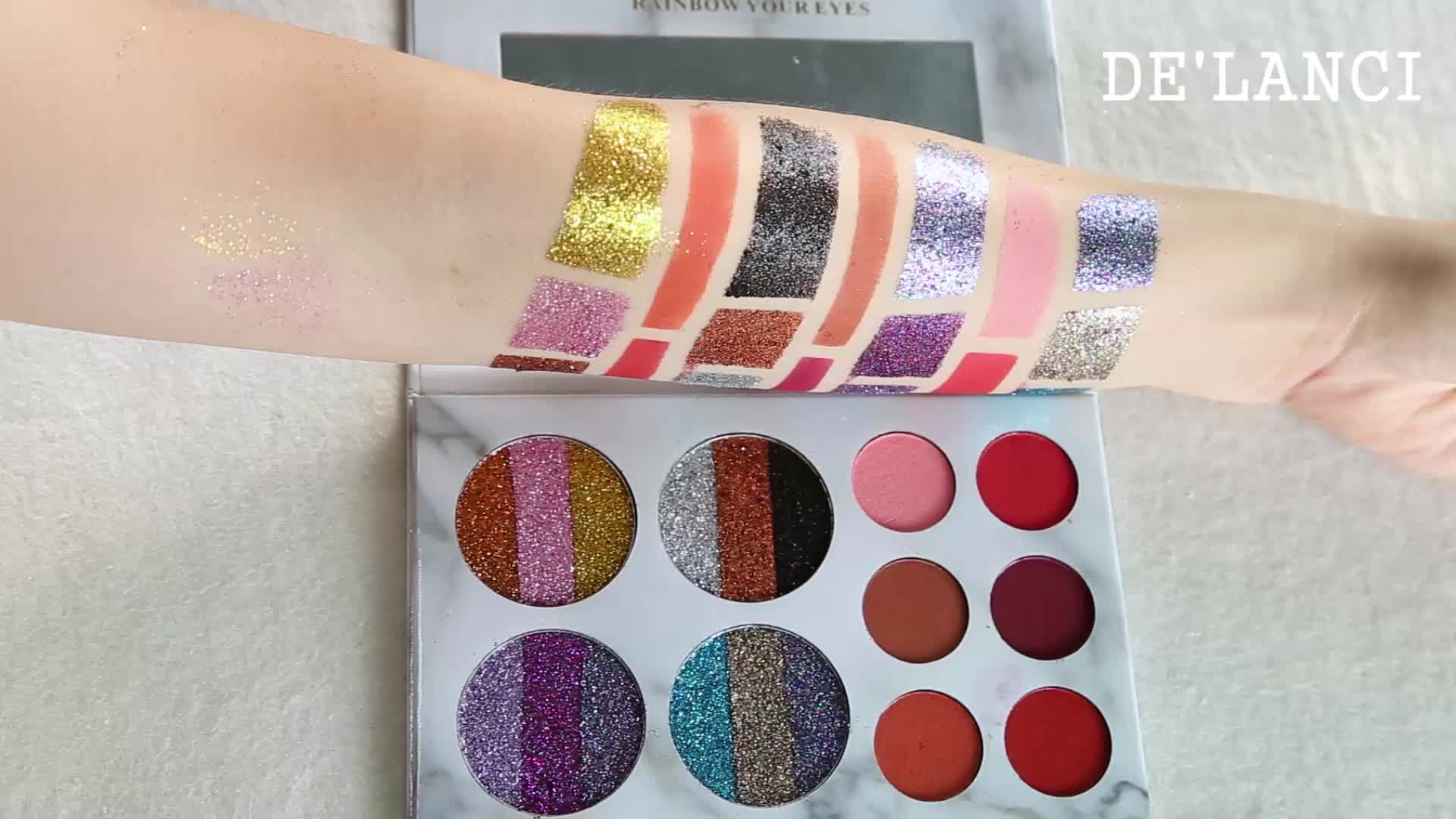 Eyeshadow Palette Glitter Pallet With Lipstick Palette 2 In 1 Shimmer