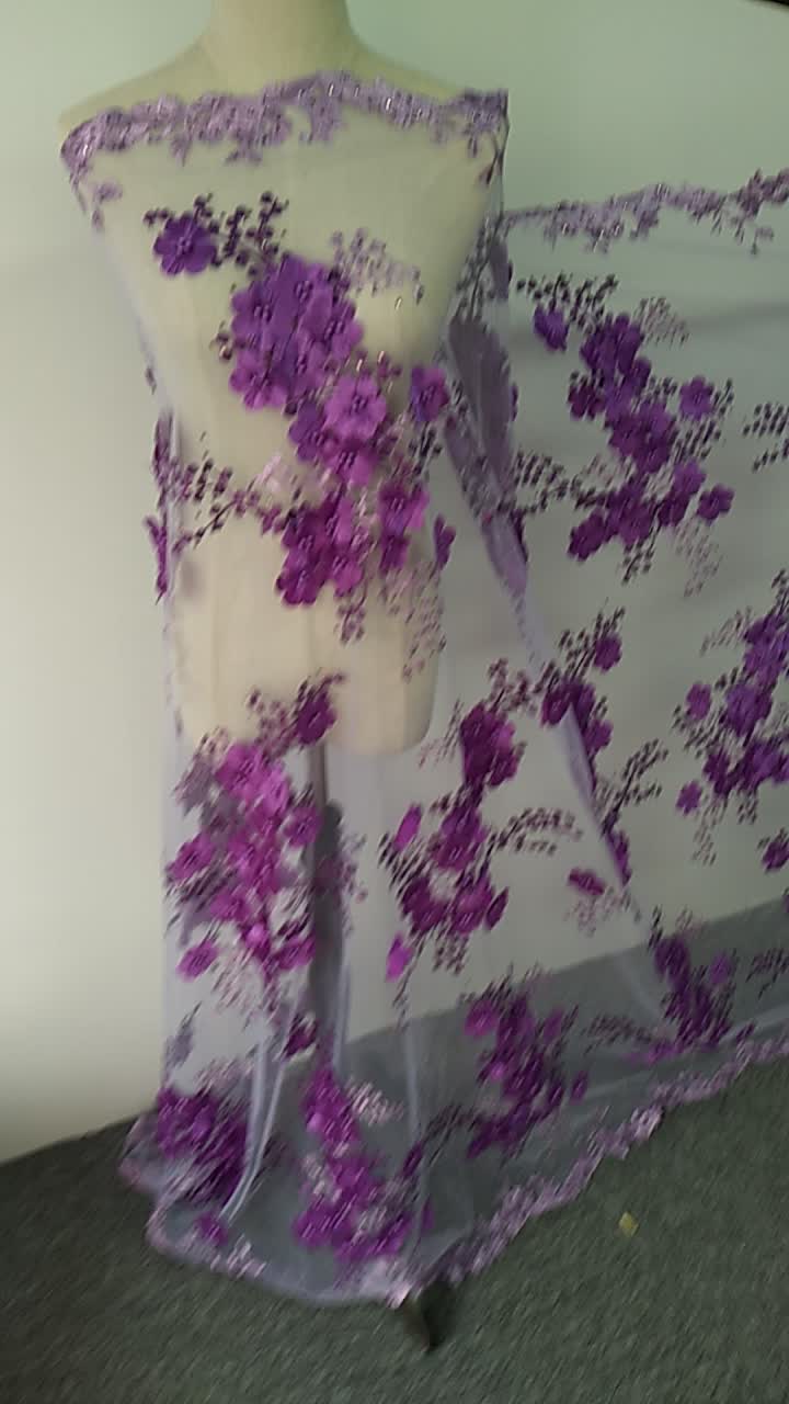 African New Wedding Lace Dress 3d French Lace With Pearl Trimming