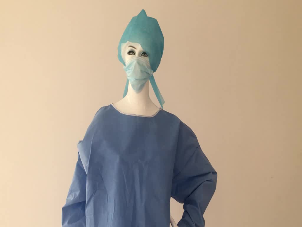 blue hospital gown