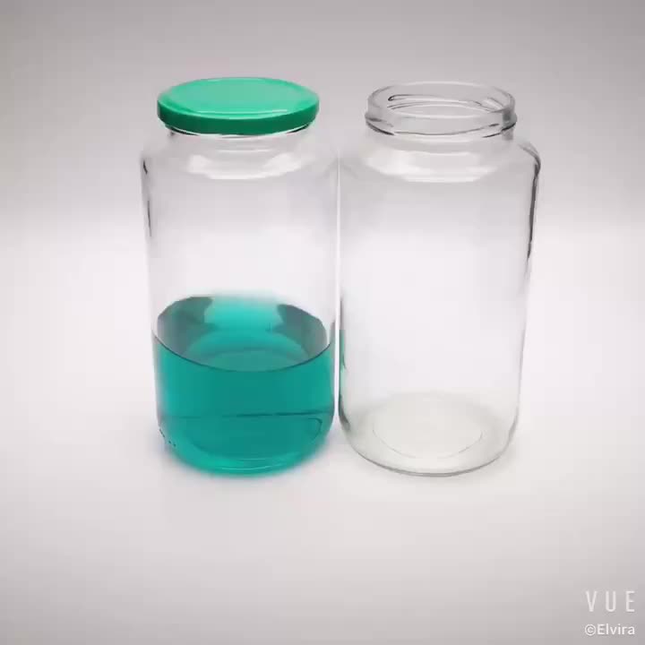 Cylindrical 1000ml 1 Liter Glass Bottle Jar For Canning With Wide Mouth