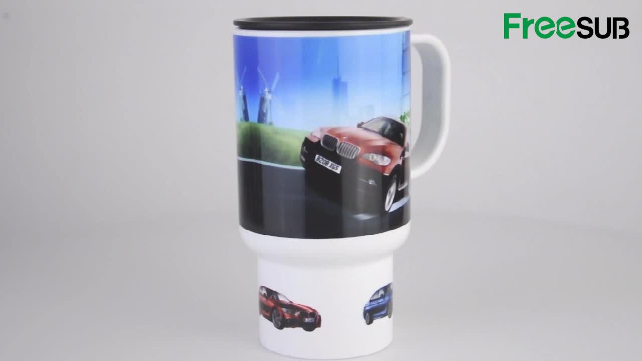 Large Sublimation Thermal Plastic Travel Car Mug With Handle And Lid