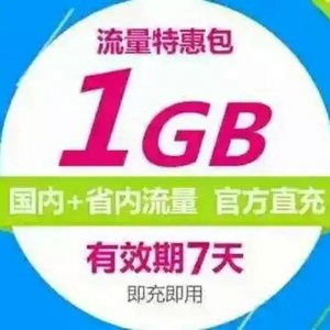 广东移动国内省内流量1G 有效期7天(月底不清