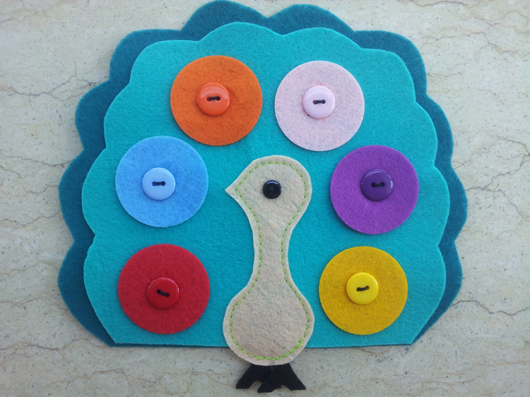 幼儿园手工孔雀纽扣扣子作业作品早教具玩具不织布手工布DIY材料|一淘网优惠购|购就省钱