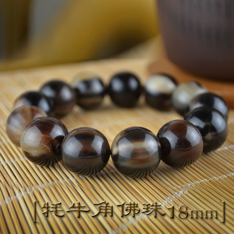 栴檀菩提牦牛角佛珠解毒正气牛角手珠18mm 牦