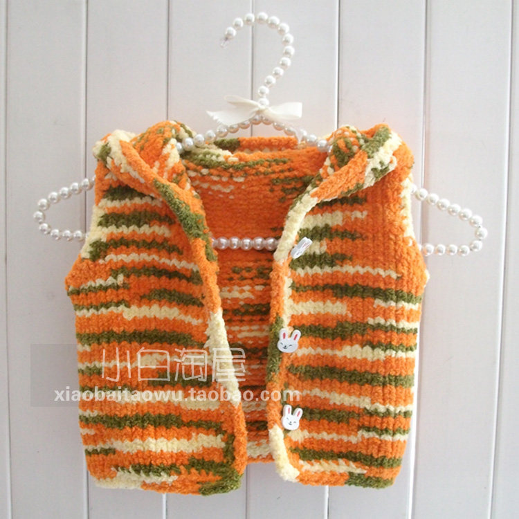 小白淘屋 <em>宝宝</em>带帽背心 带帽<em>小马甲</em> <em>毛线编织</em>材