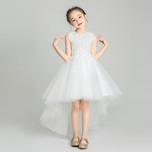 Váy dạ hội cho bé gái hoa công chúa váy bé gái đám cưới trắng kiểu tây trang phục mịn màng mùa hè mỏng - Váy trẻ em