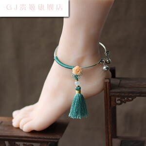 Vòng chân đắt tiền Vòng chân phụ nữ Miao Bạc vòng chân cá tính Tua vòng chân vòng đơn giản Trang sức gió dân tộc - Vòng chân