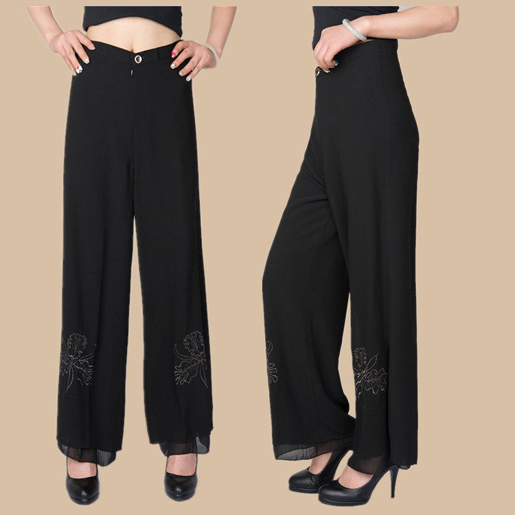 2014 夏款中老年阔腿裤高腰<em>女裙裤</em>麻纱休闲长