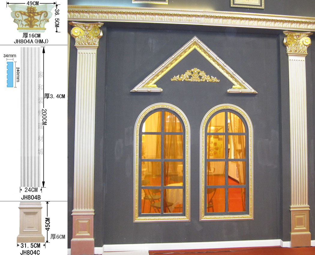 新款 欧式pu罗马柱 非石膏室内精美门框平面扁平柱 家装jh804b