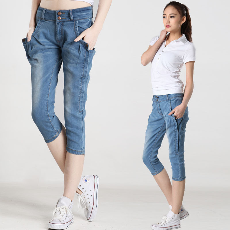 七分裤<em>女款</em>排扣哈伦7分裤中裤<em>马裤</em>初中高中大