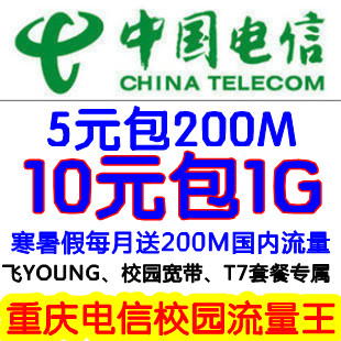 重庆电信流量加油包 大流量10元包1G 重庆流量