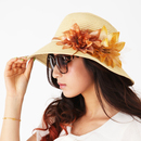 WARMEN遮阳帽子女 夏天韩版花朵编织防紫外线太阳帽子 HL002