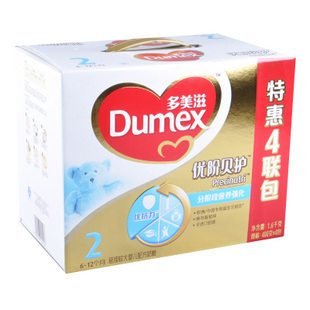  Dumex多美滋优阶贝护2阶段奶粉 婴幼儿宝宝400*4 全新4联包1600g