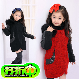  包邮 新款童装女童秋冬装新款韩版儿童中大童皮草外套棉大衣