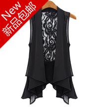 2013 New Korean women big yards chiffon vest tops - long sections chiffon lace vest jacket shirt