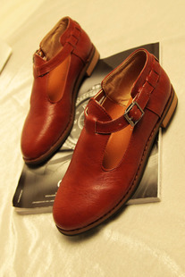  包邮 春季新款英伦复古学院皮带扣平跟小皮鞋单鞋内增高女鞋