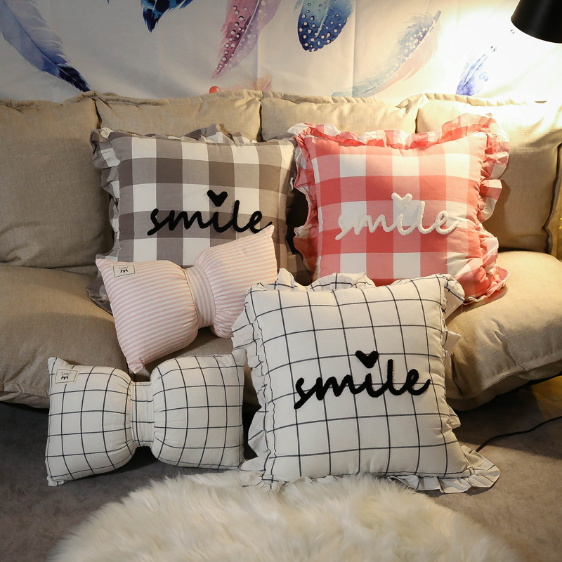 ins bow Pillow bedroom Hearts Bedside dormitory lovely pillow princess Simplicity modernin the Home Fabric , Pillow/Pillow category - from Buy2taobao.com to provide professional Taobao agent buy service
