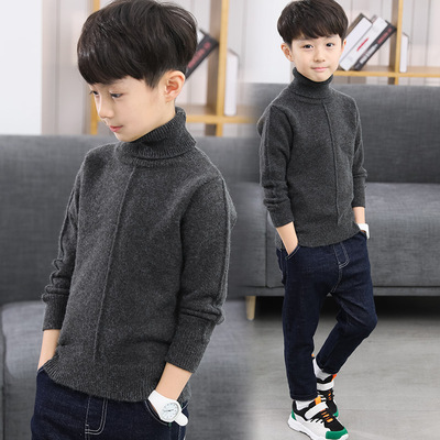 男童高领毛衣秋冬款套头加绒加厚2018新款儿童水貂绒潮打底衫洋气