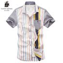 汤尼琼斯2013夏季新款男装短袖衬衫时尚男士格子条纹衬衣潮C1105C