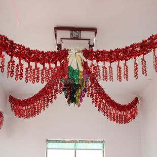  婚庆用品婚房布置装饰五彩条亮光纸新房彩带拉花拉喜挂饰多种可选