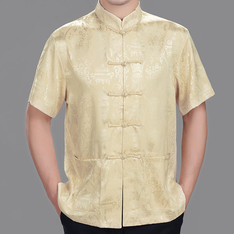 PISCES longevity middle-aged men's short sleeve shirt men's clothing clothing summer clothing summer 2013 silk shirt