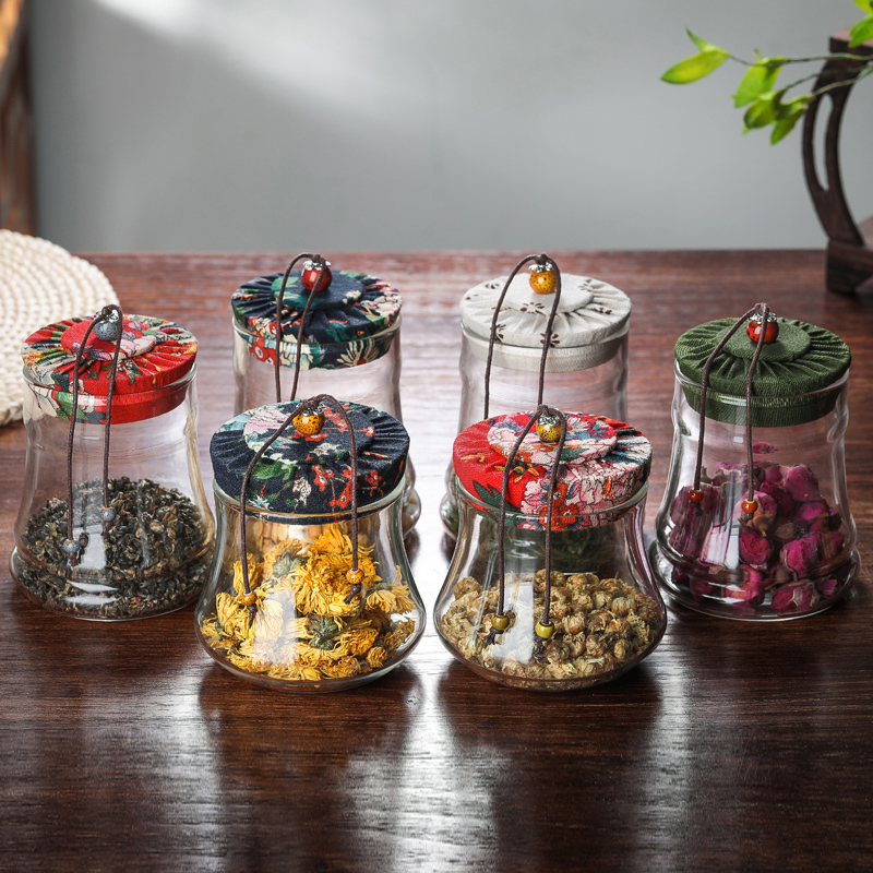 Cloth transparent Glass Tea pot originality transparent exquisite Candy Flowers Tea pot Dry Fruits food Mini Size Jarin the Tableware , Tea set , Tea caddy category - from Buy2taobao.com to provide professional Taobao agent buy service