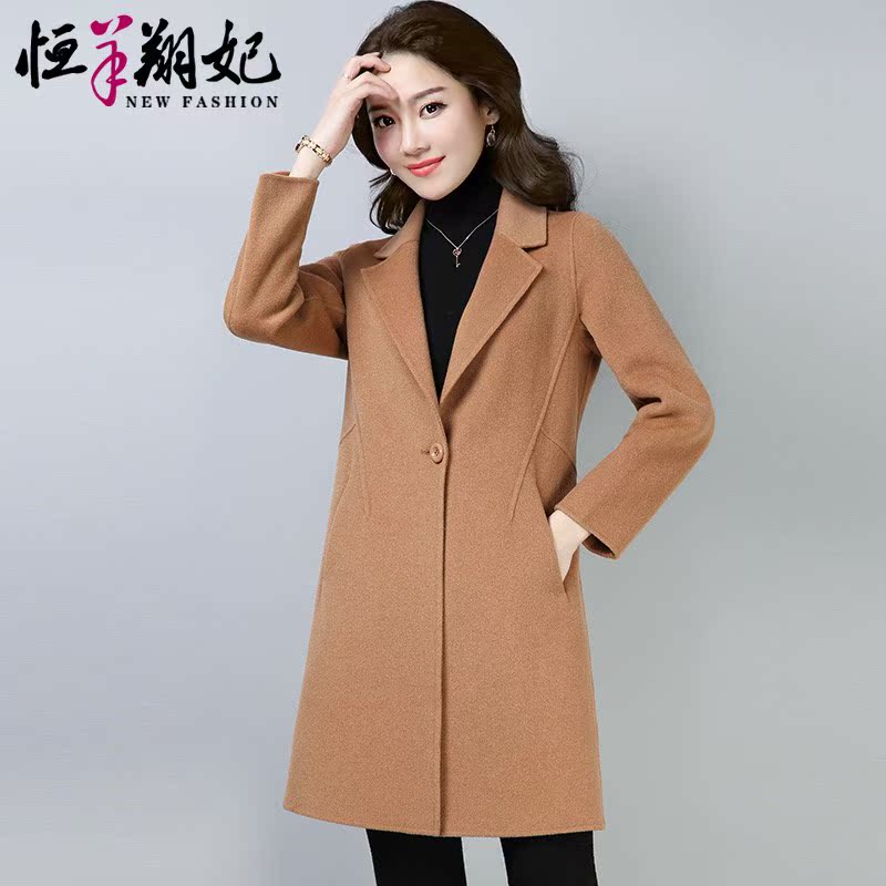 時尚新款雙面尼毛呢外套女中長款秋冬修身羊毛呢子大衣大碼風衣女在類目 女裝/女士精品, 毛針織衫中 - 來自Buy2taobao.com提供專業的淘寶代購服務