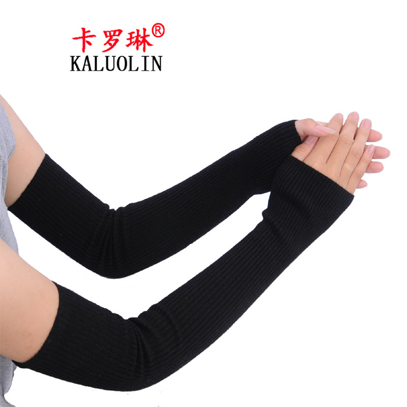 优质版正品女韩版羊绒加长半指手套秋冬露指保暖羊毛手臂套假袖子