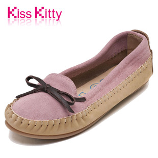  Kiss Kitty女鞋 潮 牛皮舒适豆豆鞋平底圆头低帮单鞋 女S21103-01
