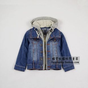  春装新款童装ra儿童夹克 男童女童牛仔上衣外套za帽衫卫衣假两件