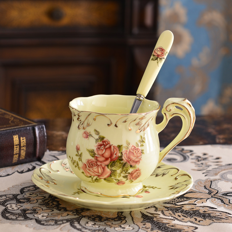 European style ceramics Coffee cup and saucer high-grade Ivory porcelain Afternoon Tea Mug Black Tea Cup Setin the Tableware , Coffee , Mug category - from Buy2taobao.com to provide professional Taobao agent buy service