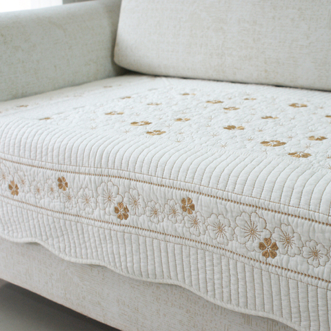 正品沙发垫 沁苑家居梅花春秋全棉布艺绗缝沙发垫坐垫沙发套飘窗沙发巾可定做_易购街