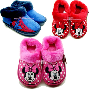  江浙沪两双包邮正品迪士尼棉拖鞋男女儿童成人包跟防滑保暖鞋米奇