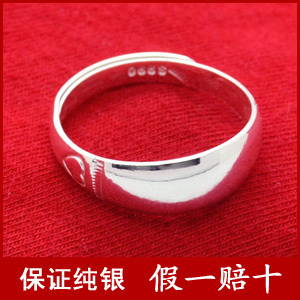  999纯银戒指 宽面开口 男士 女款 情侣对戒指环 千足银男戒 复古