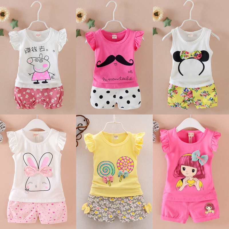 Female baby Short sleeved suit Summer wear 2019 Girls vest shorts 1-2-3-4 pure cotton princess suit summerin the Children/Baby/Family fitted , Set category - from Buy2taobao.com to provide professional Taobao agent buy service