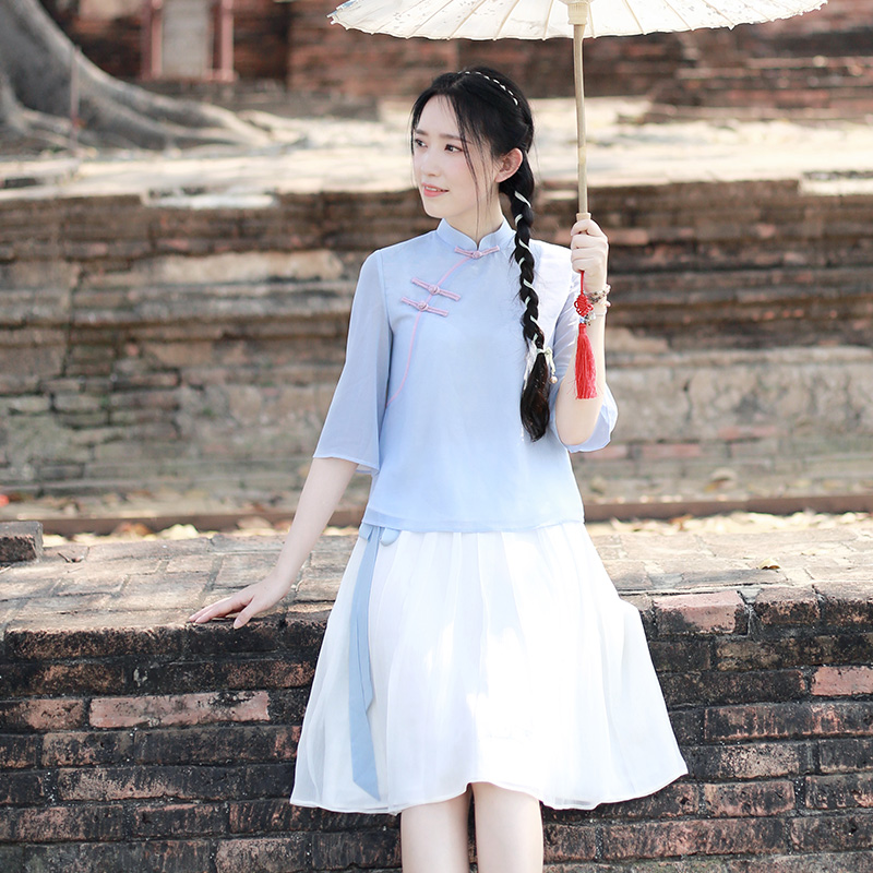 月芝猫【清悦】裙子套装夏女2019新款半身裙民国风女装旗袍短裙|ruв категории Женская одежда, юбка - от Buy2taobao.com для оказания профессиональной услуги покупки агента Taobao