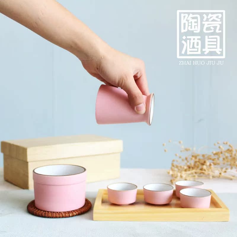日式陶瓷酒具一壶四杯 简约田园风酒壶酒杯 清酒杯分酒器酒盏套件|ruв категории посуда, до дна/бокал/вино, вино suite - от Buy2taobao.com для оказания профессиональной услуги покупки агента Taobao