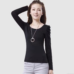 长袖t恤女款黑色打底衫...