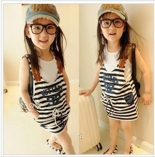  女童儿童服装韩版新款夏装纯棉学院风背心裙背带裙两件套装