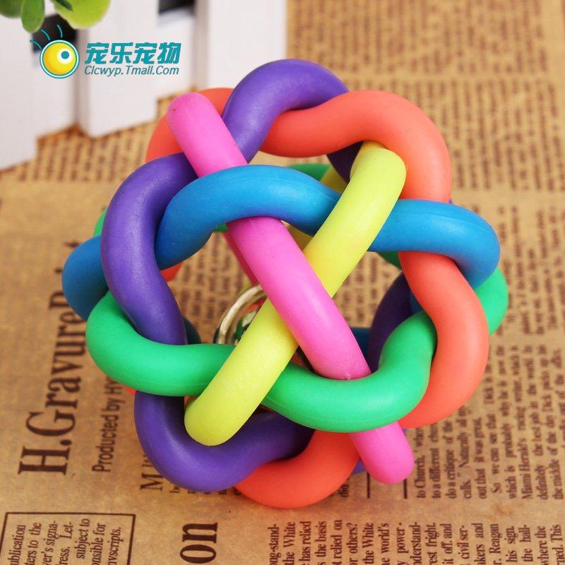 Color ball colorful woven plastic bells bells ball pet toy ball dog toy with sound