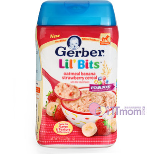  美国Gerber嘉宝草莓香蕉燕麦米粉 水果味米糊 宝宝辅食 227g