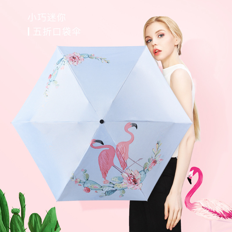 Antelope Morning Half of Sunscreen Sunshade ultraviolet-proof Vinyl Small Pocket umbrella Flamingo fold Umbrellain the Home Daily , Umbrella/Rain gear/Rain/Moistureproof , Umbrella category - from Buy2taobao.com to provide professional Taobao agent buy service