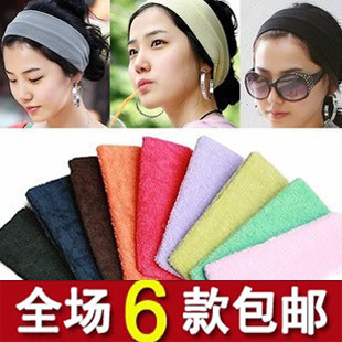  9084 韩国新款发饰糖果色运动瑜伽护头宽发带 毛巾发带头带发箍