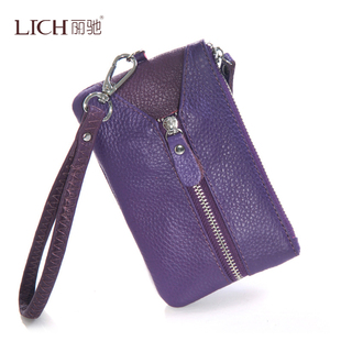  丽驰真皮女包牛皮女士钥匙包多功能零钱包女士手机包拉链手拿包包