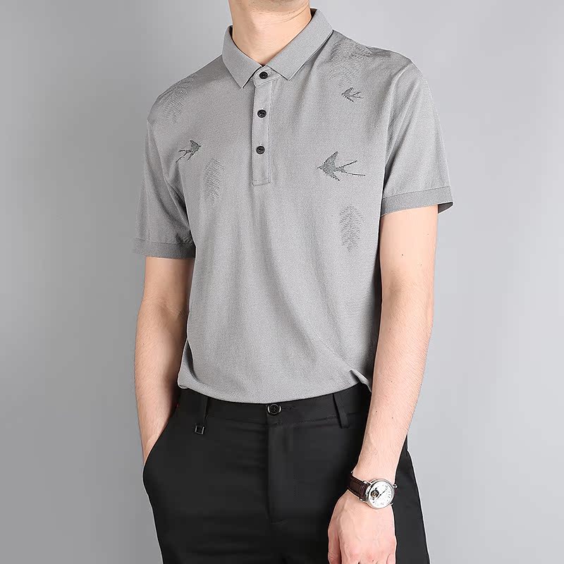 JANNEL/擎诺 丝滑超细伊力特丝男士时尚针织短袖T恤Polo|msdalam kategori Pakaian Lelaki, shirt Polo - dari Buy2taobao.com untuk memberikan perkhidmatan ejen Taobao profesional membeli