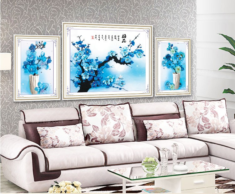 quality goods Ribbon embroidery Triptych new pattern Yongmei 5D printing Dimensional embroidery Cross stitch manual a living room Hanging picturein the Home Fabric , Stitch & Tools Accessories , Cross Stitch Kit category - from Buy2taobao.com to provide professional Taobao agent buy service