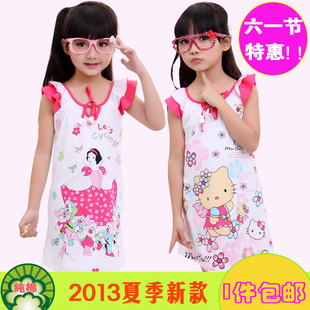  夏季 卡通纯棉儿童睡衣女童 吊带儿童睡裙女孩家居服宝宝童装
