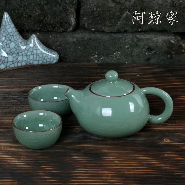 正品龙泉青瓷茶道 茶壶 陶瓷哥窑梅子青 功夫茶具 一壶2杯秒杀在类目 餐饮具, 茶具, 茶壶中 - 来自Buy2taobao.com提供专业的淘宝代购服务