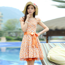 2013夏装新款韩版甜美女装修身显瘦夏季新品短袖碎花雪纺连衣裙夏