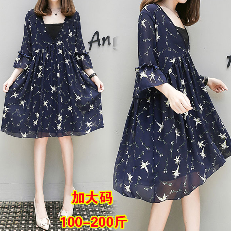 超大码孕妇连衣裙夏 韩版加肥加大200斤胖mm上衣雪纺连衣裙孕妇装|ruв категории Всё для беременных и кормящих, материнство, платье - от Buy2taobao.com для оказания профессиональной услуги покупки агента Taobao